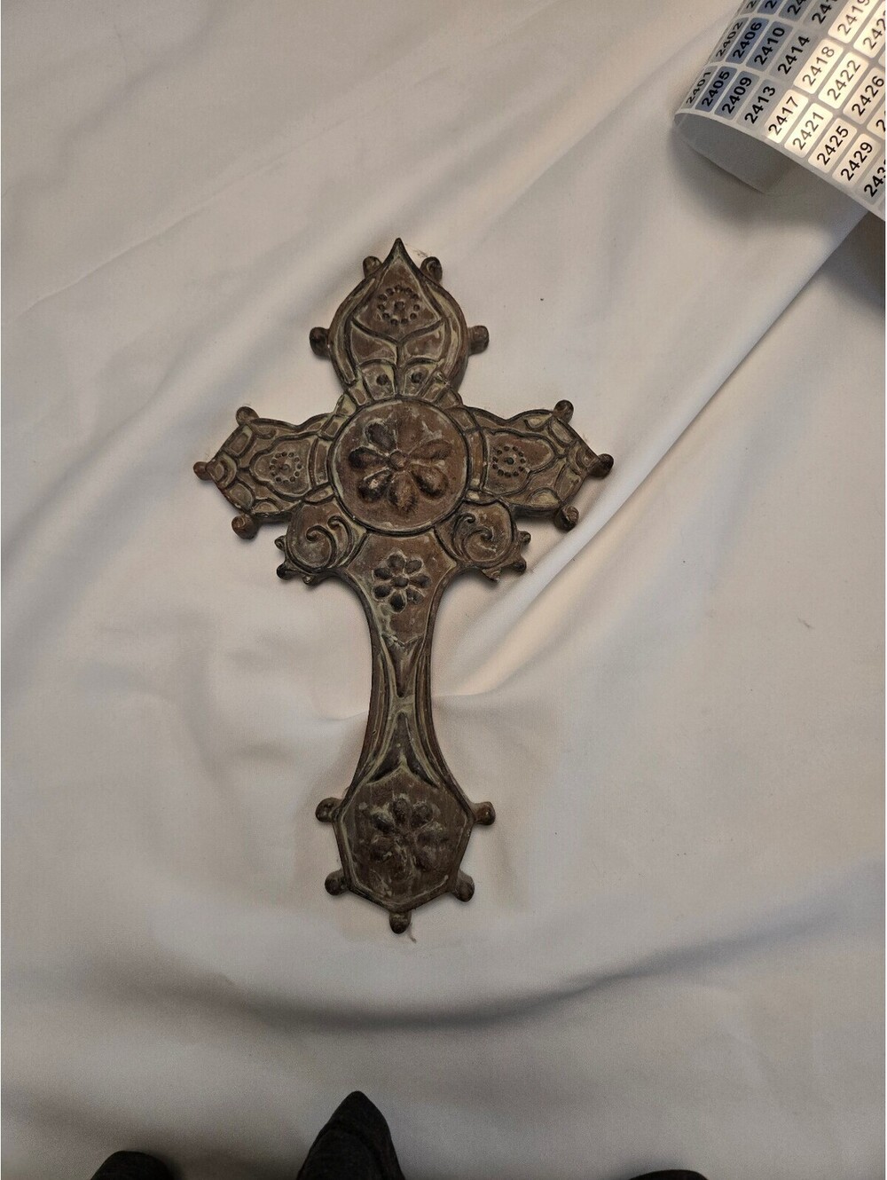 Decorative Vintage Style Wall Cross with Floral Design 12.5 x8